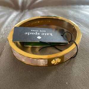 Kate Spade New York Gold Tone Hole Punch Spade Hinge Bangle Bracelet